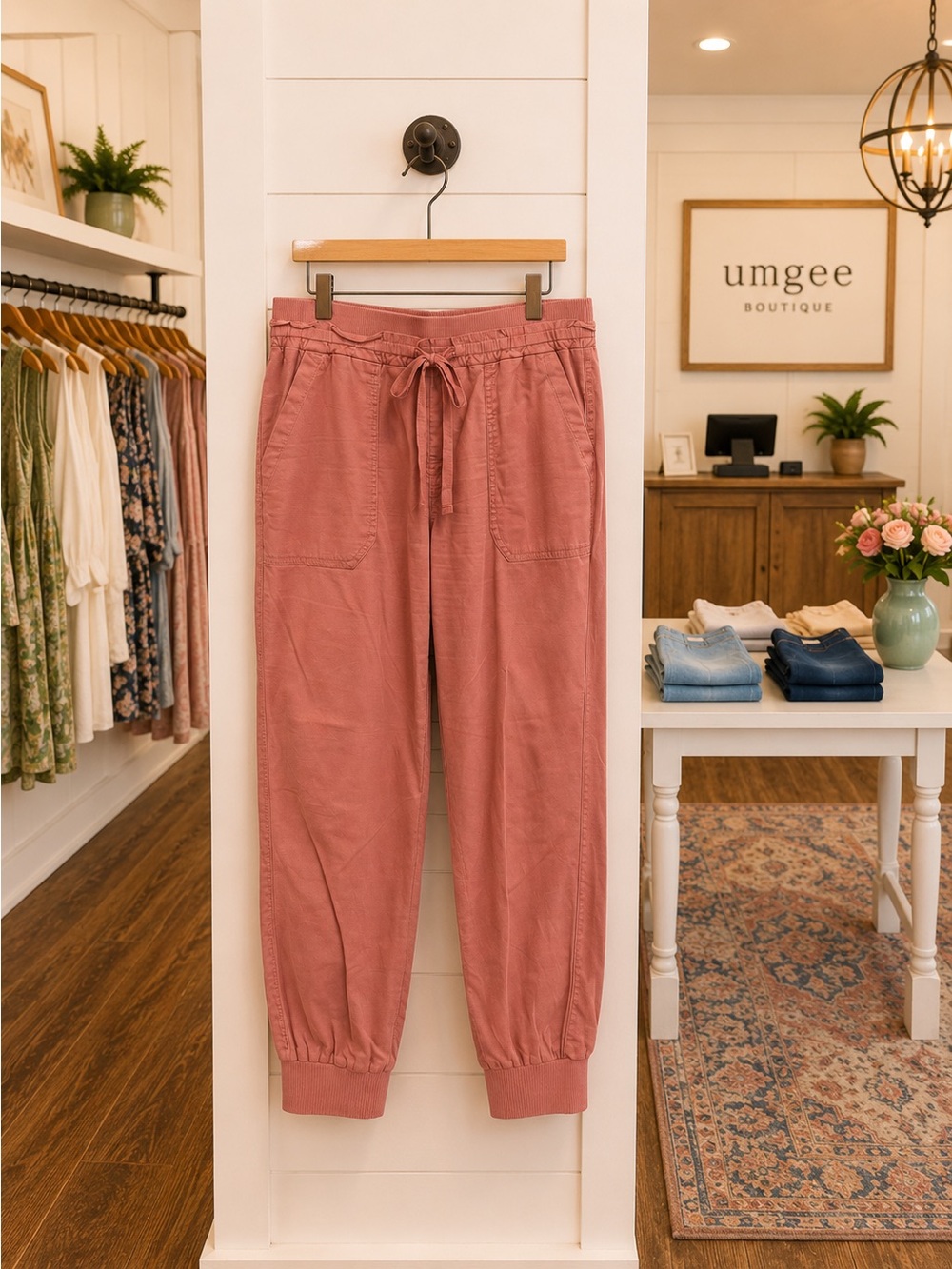 Vanilla Star Rose Pink Jogger Pants Medium Stretch Cotton Drawstring